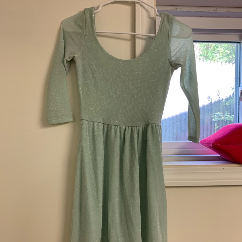 Blue sparkle half sleeve mini dress